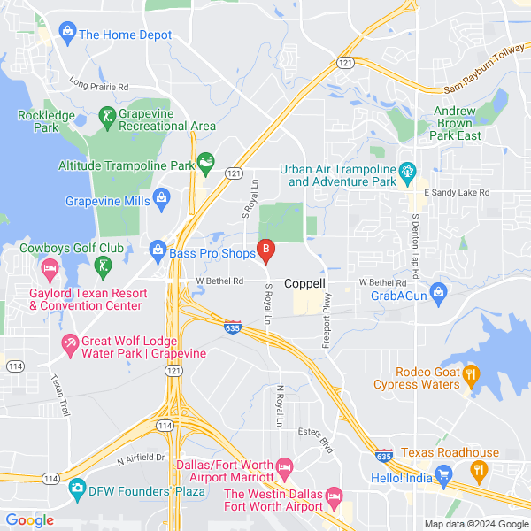 Towing In Coppell location map: 680 S Royal Ln #200, Coppell, TX