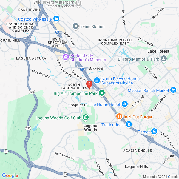Laguna Kitchen and Bath location map: 23030 Lake Forest Dr., #100, Laguna Hills, California